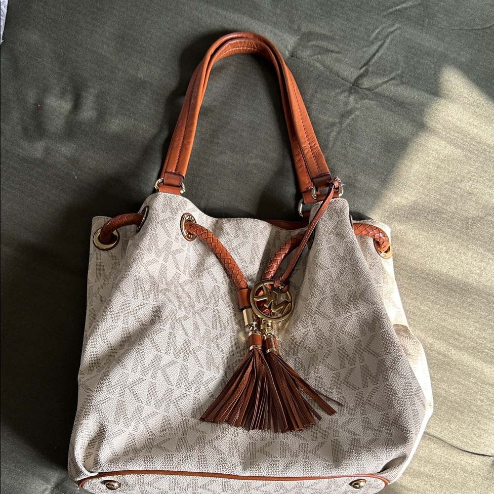 Michael Kors Beige and Brown Tote Bag